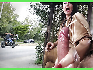 cumshot Stranger pulled out his cock at the bus stop handjob public nudity